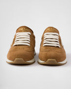 Suede running sneakers – leather lining Enameled metal triangle logo Cotton laces Rubber sole, 25 mm Tread – LUX VERSE Luxury Designer Fashion Outlet