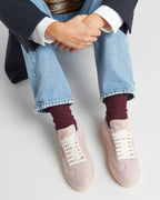 Suede sporty sneakers – the iconic enameled metal triangle logo embellishes the suede upper that combines – LUX VERSE Luxury Designer Fashion Outlet