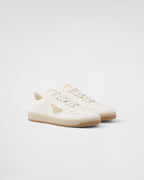 Downtown nappa leather sneakers – upper with perforations Leather lining Enameled metal triangle logo Cotton laces – LUX VERSE Luxury Designer Fashion Outlet