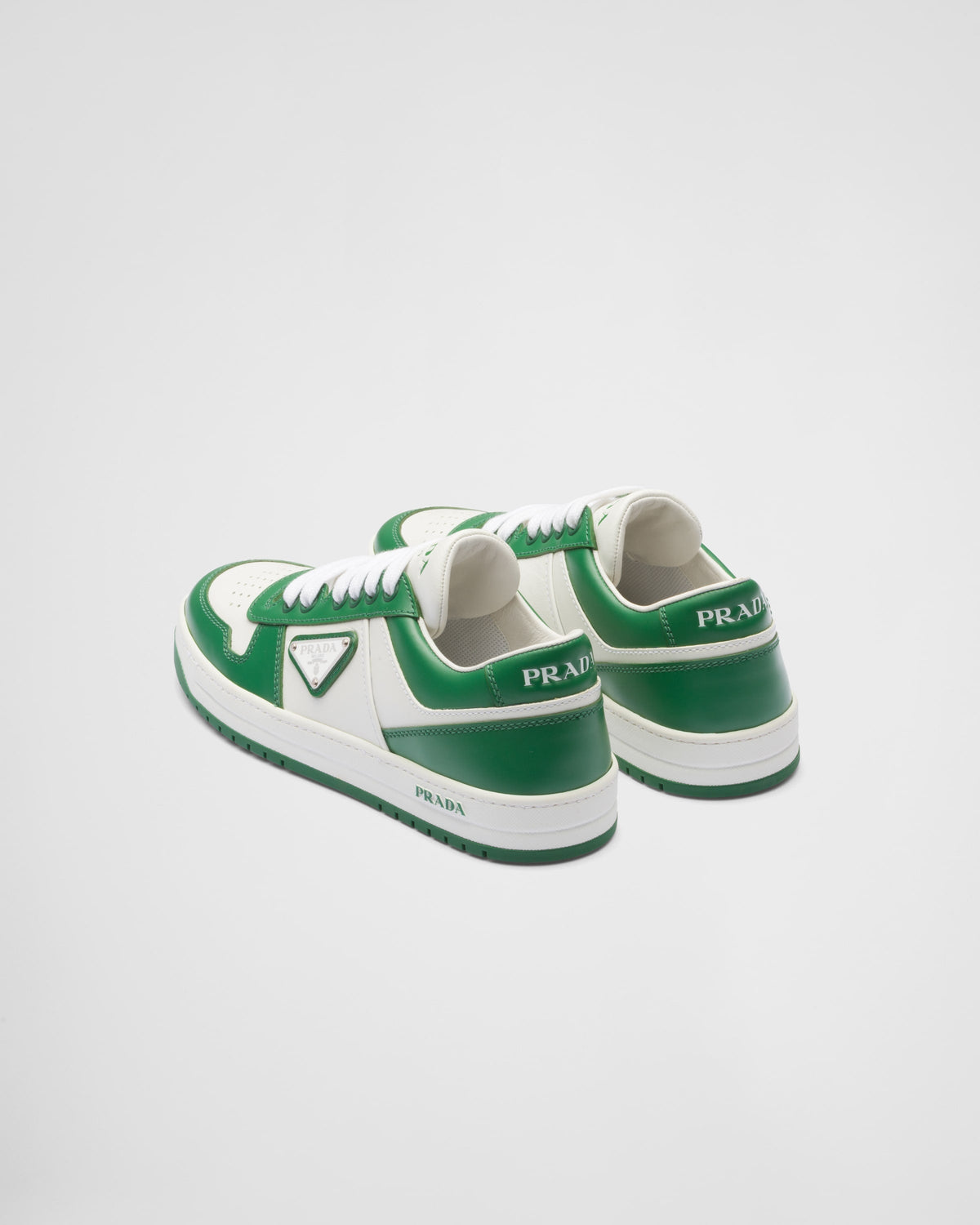 Downtown perforated sneakers – perforated motif on the upper Leather lining Enameled metal triangle logo Cotton – LUX VERSE Luxury Designer Fashion Outlet