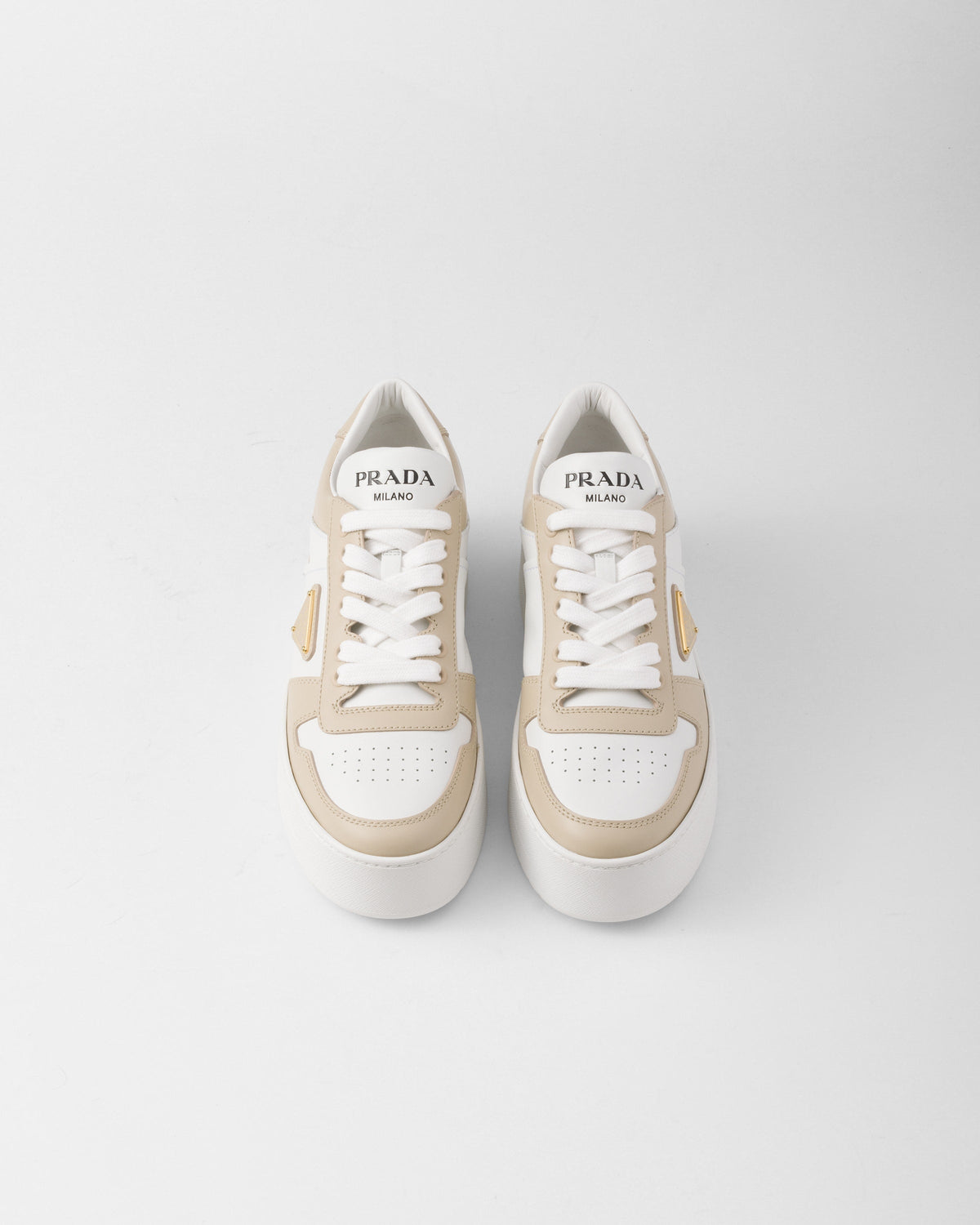 Downtown Bold leather sneakers – the shoes made of two-tone perforated leather are reinterpreted with flatform soles – LUX VERSE Luxury Designer Fashion Outlet