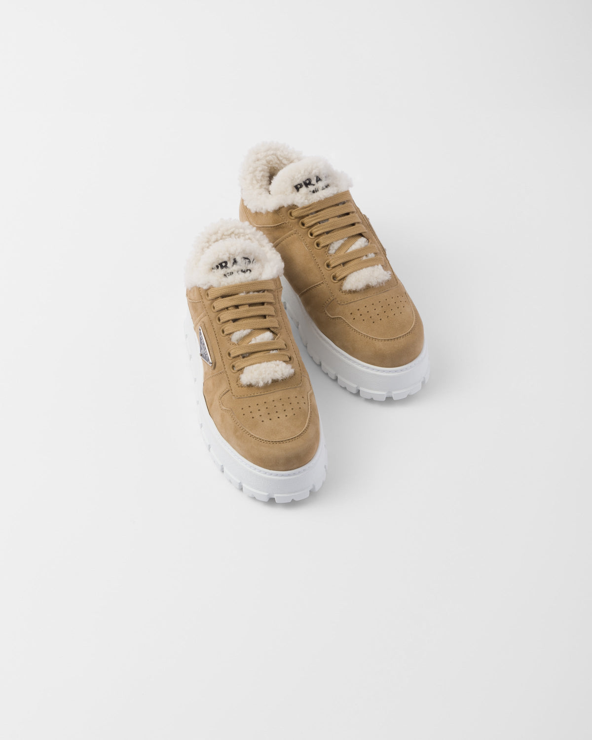 Suede cotton sneakers – an unexpected detail like the soft shearling tongue decorated with the embroidered – LUX VERSE Luxury Designer Fashion Outlet