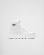 Leather and shearling high-top sneakers – an unexpected detail, a tongue in soft shearling decorated with the embroidered – LUX VERSE Luxury Designer Fashion Outlet