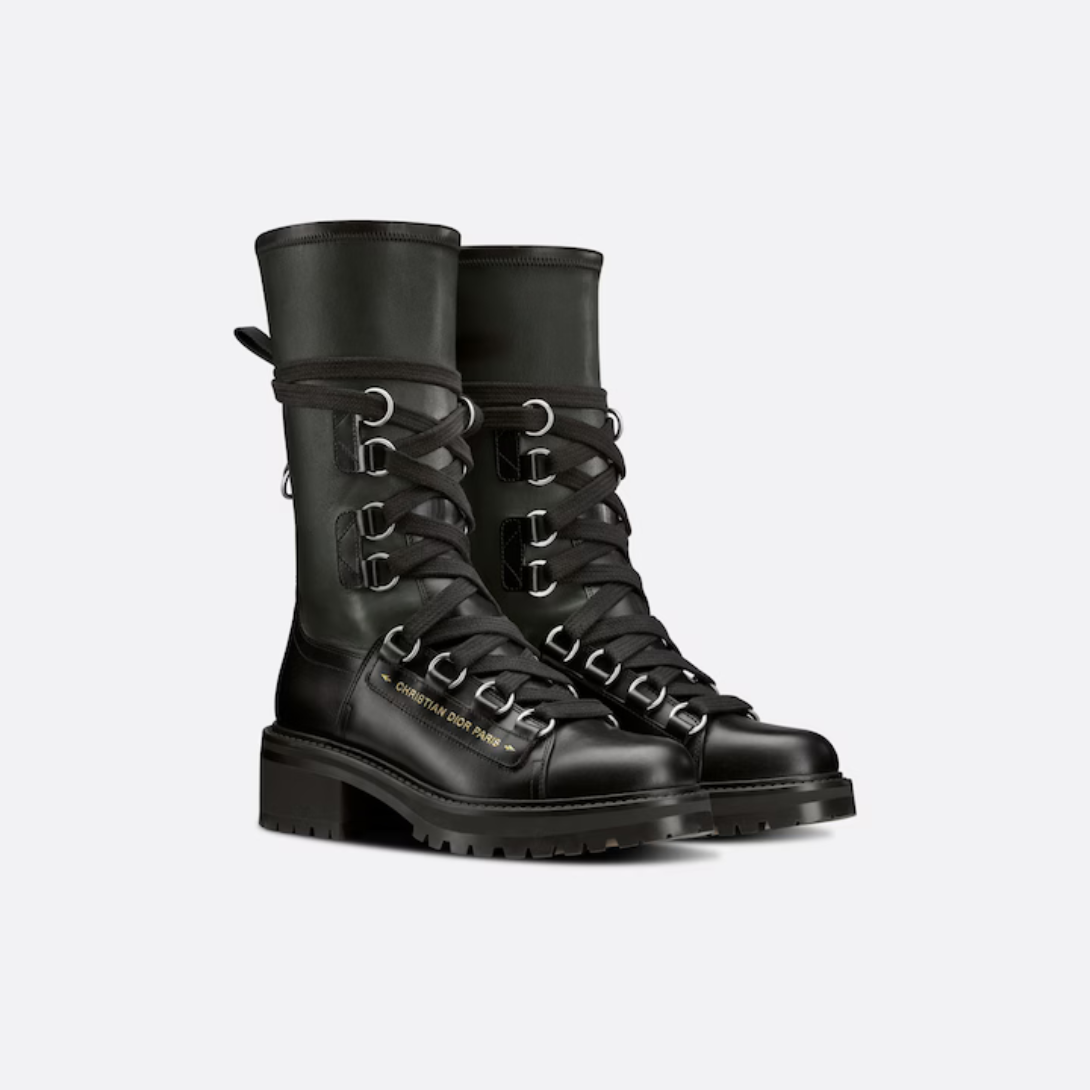 D-Fight Ankle Boot – crafted in black lambskin and a stretch sock, it features eyelet lacing that ties at – LUX VERSE Luxury Designer Fashion Outlet
