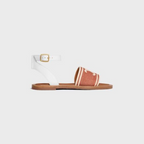 LYMPIA SANDAL in TRIOMPHE JACQUARD CANVAS & CALFSKIN – 50% COTTON & 50% CALFSKIN100% Calfskin Lining0.6 IN (15 MM) heelROUND – LUX VERSE Luxury Designer Fashion Outlet