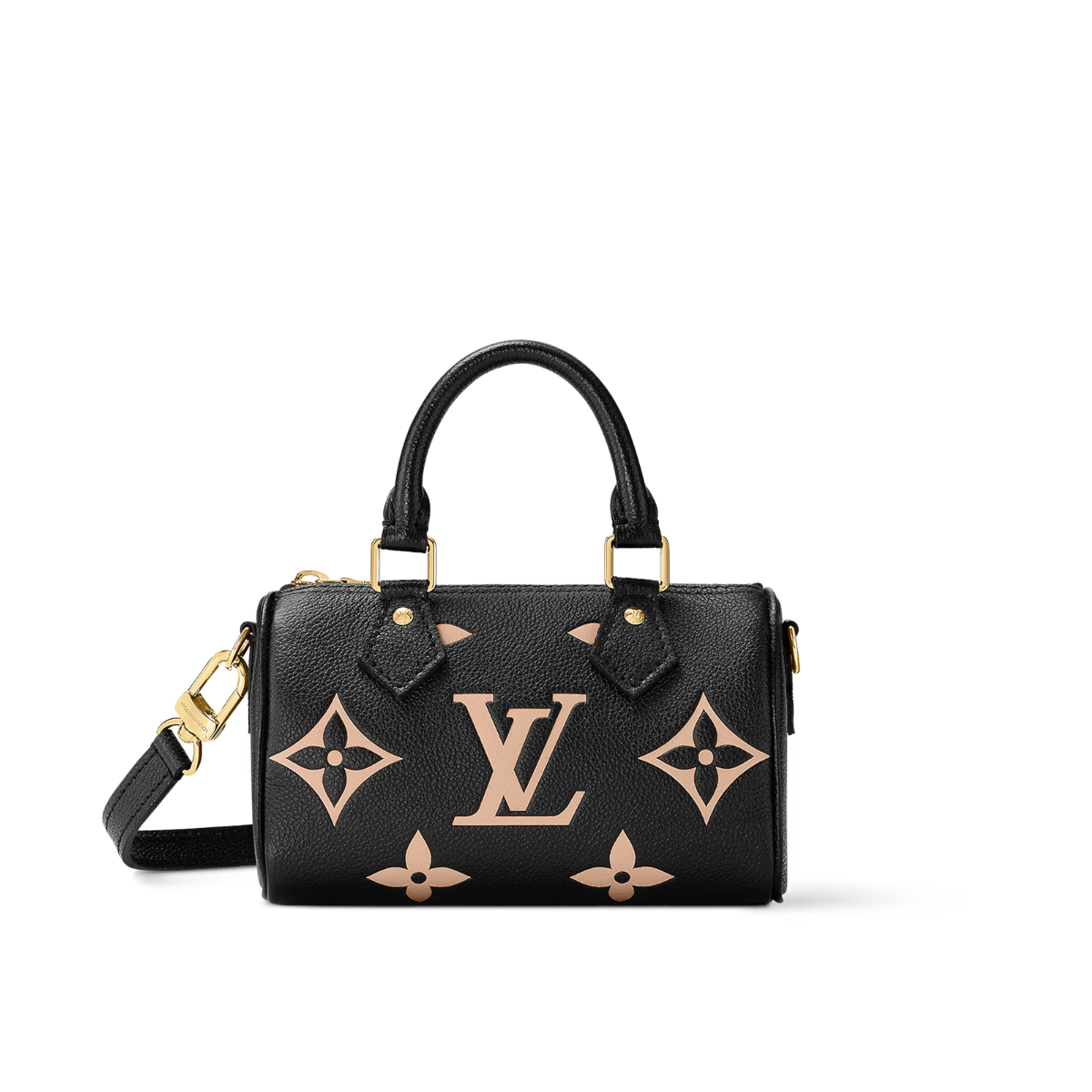 Nano Speedy Black – the compact Speedy Bandoulière 25 handbag is made from black Monogram Empreinte – LUX VERSE Luxury Designer Fashion Outlet