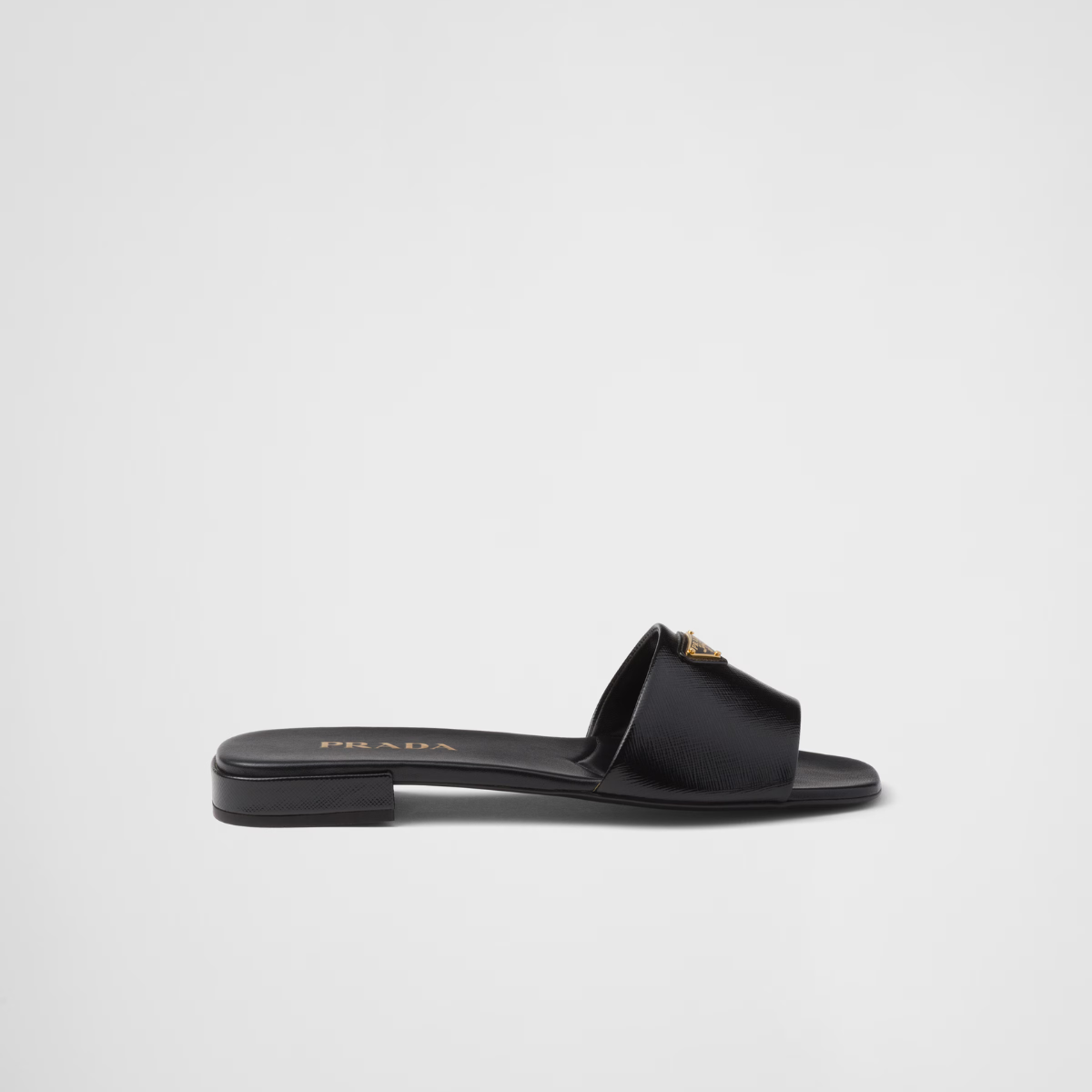 Saffiano patent leather slides – the distinctive crosshatch pattern of Saffiano leather, a signature material – LUX VERSE Luxury Designer Fashion Outlet