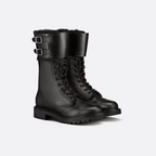 D-Trap Ankle Boot – presented in black calfskin fully lined with tonal shearling, it boasts military – LUX VERSE Luxury Designer Fashion Outlet