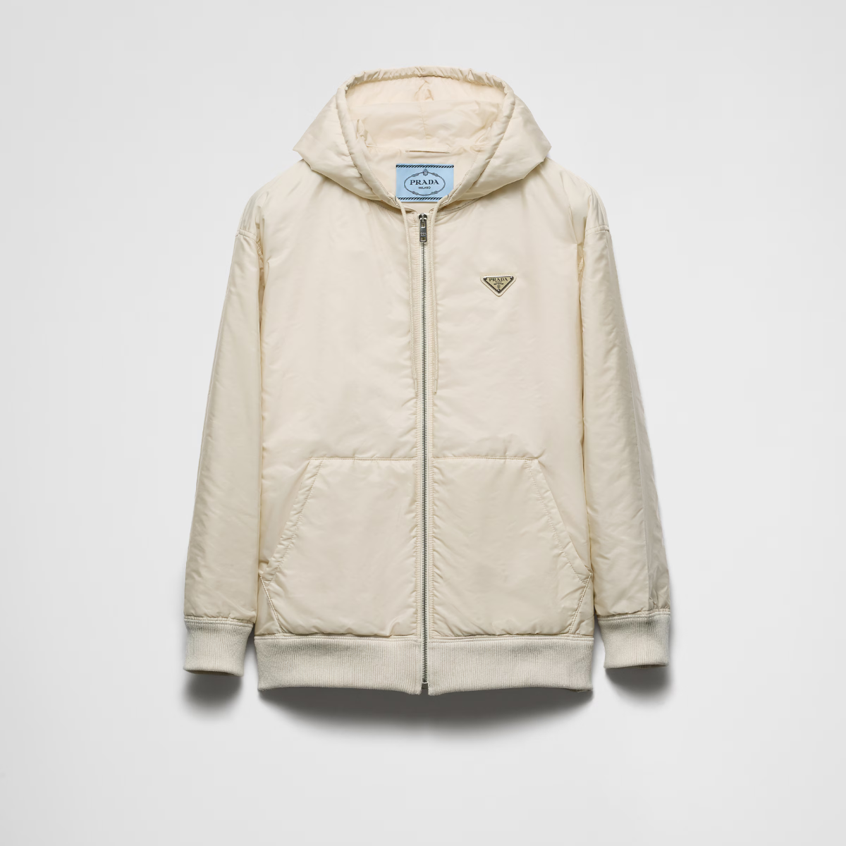 Lightweight hooded Re-Nylon blouson jacket – a sporty character and minimalist lines define the silhouette of this hooded blouson – LUX VERSE Luxury Designer Fashion Outlet