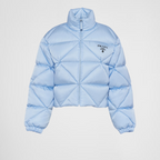 Re-Nylon Gabardine cropped down jacket – large volumes and a vintage inspiration characterize this down jacket made – LUX VERSE Luxury Designer Fashion Outlet