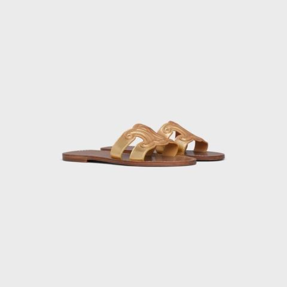 TRIOMPHE MULE in Metalized Calfskin – sEWING DETAILSLEATHER OUTSOLEFRANCISCAN CONSTRUCTION ENSURING A LONG LASTING – LUX VERSE Luxury Designer Fashion Outlet