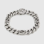Interlocking Bracelet – this contemporary gourmette chain bracelet is crafted from a dark grey palladium – LUX VERSE Luxury Designer Fashion Outlet