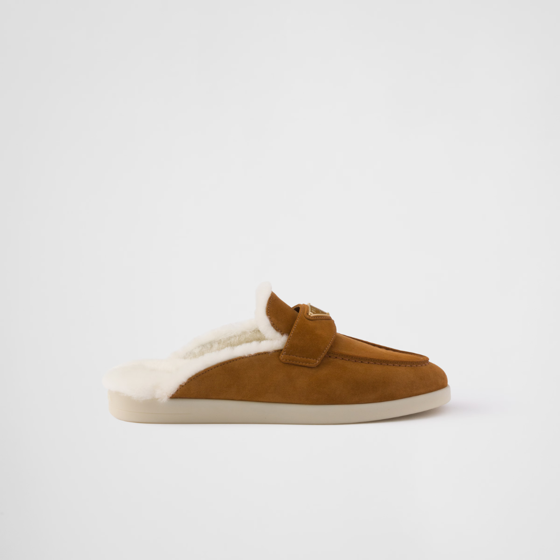 Suede and shearling mules – these suede mules with a sleek, modern silhouette are completed by a soft shearling – LUX VERSE Luxury Designer Fashion Outlet