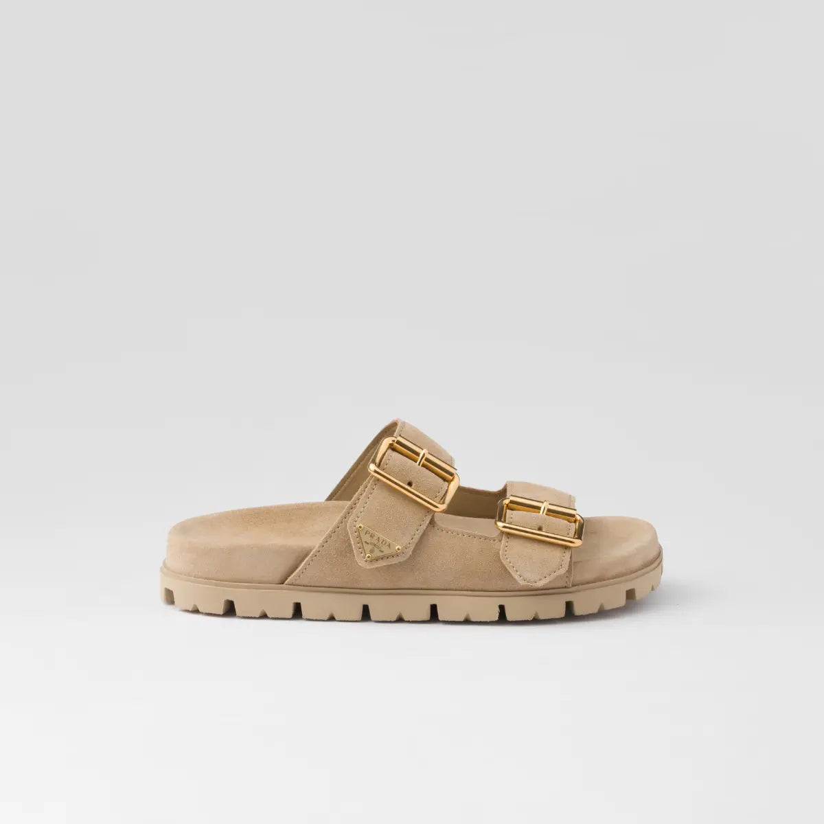 Suede strap slides – this versatile footwear characterized by straps with metal buckles are completed – LUX VERSE Luxury Designer Fashion Outlet