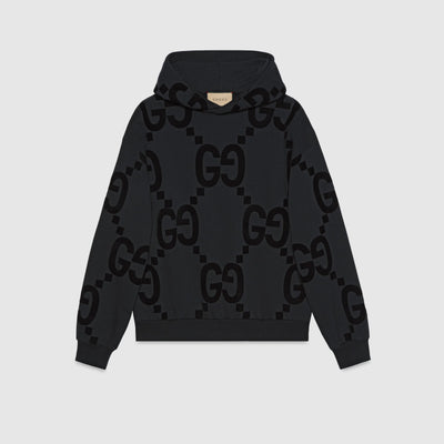 GG FLOCKED PRINT COTTON FLEECE SWEATSHIRT - LUX VERSE - Luxury designer fashion outlet