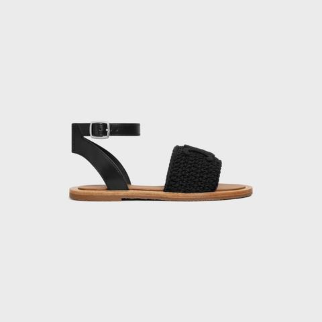 LYMPIA SANDAL in MACCRAMÉ COTTON & CALFSKIN – 50% COTTON & 50% CALFSKIN100% CALFSKIN LINING0.6 IN (15 MM) heel ENGRAVED – LUX VERSE Luxury Designer Fashion Outlet