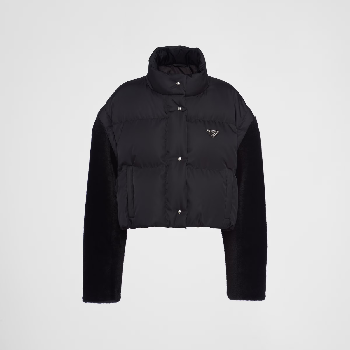 Re-Nylon Down Cropped Jacket – this down jacket with contemporary allure combines the functionality of Re-Nylon, – LUX VERSE Luxury Designer Fashion Outlet