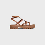 CLEA TRIOMPHE STRAPPY SANDAL in CALFSKIN - VEGETAL TANNING – wITH TRIOMPHE ENGRAVEDLEATHER INSOLECHUNKY LUG RUBBER OUTSOLE WITH DIAMOND – LUX VERSE Luxury Designer Fashion Outlet