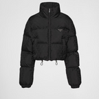 Printed nylon down jacket – first introduced on trunks designed by Mario, the triangle expresses uniqueness – LUX VERSE Luxury Designer Fashion Outlet