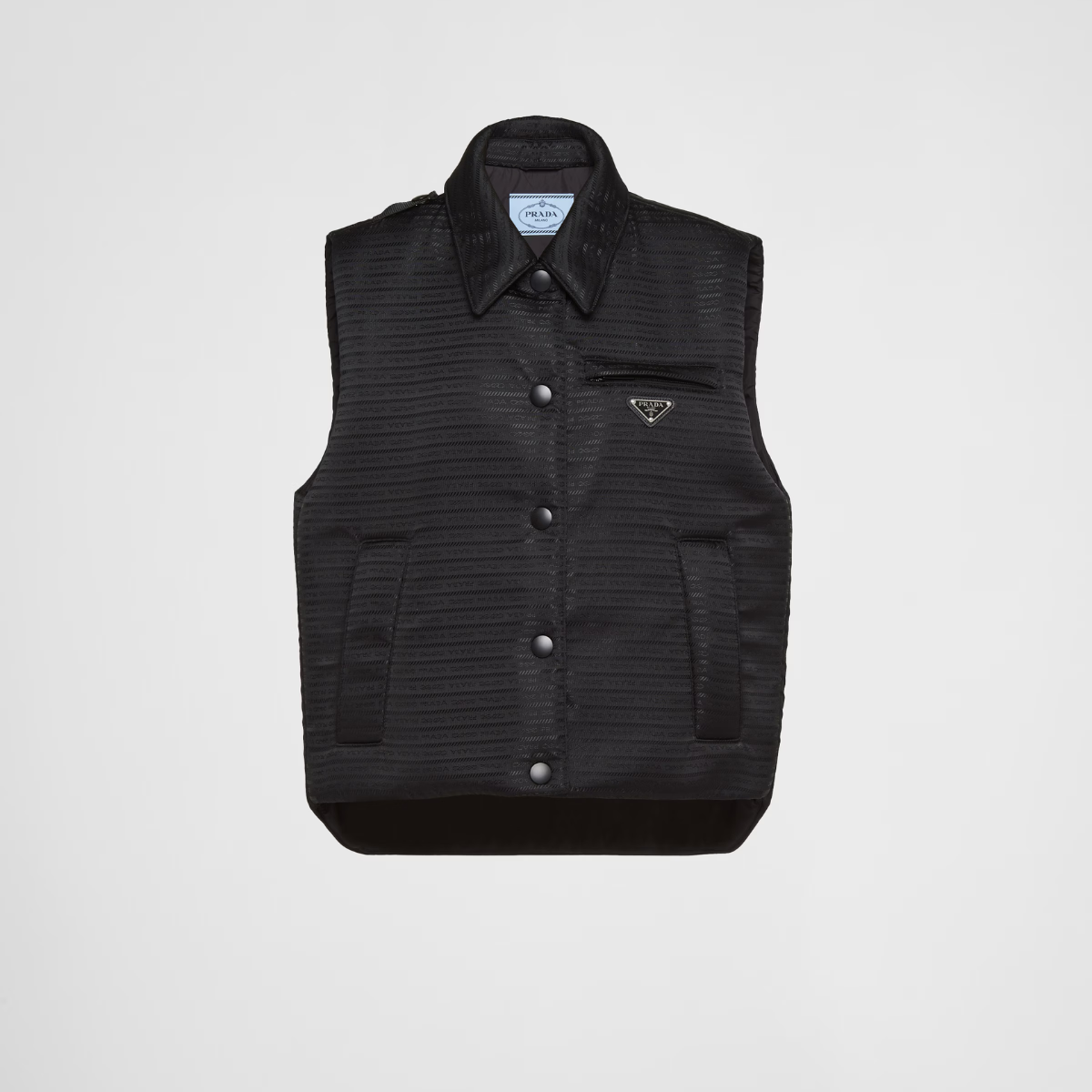 Padded Re-Nylon vest – this padded vest defined by a straight cut and minimalist attitude, with a shirt – LUX VERSE Luxury Designer Fashion Outlet