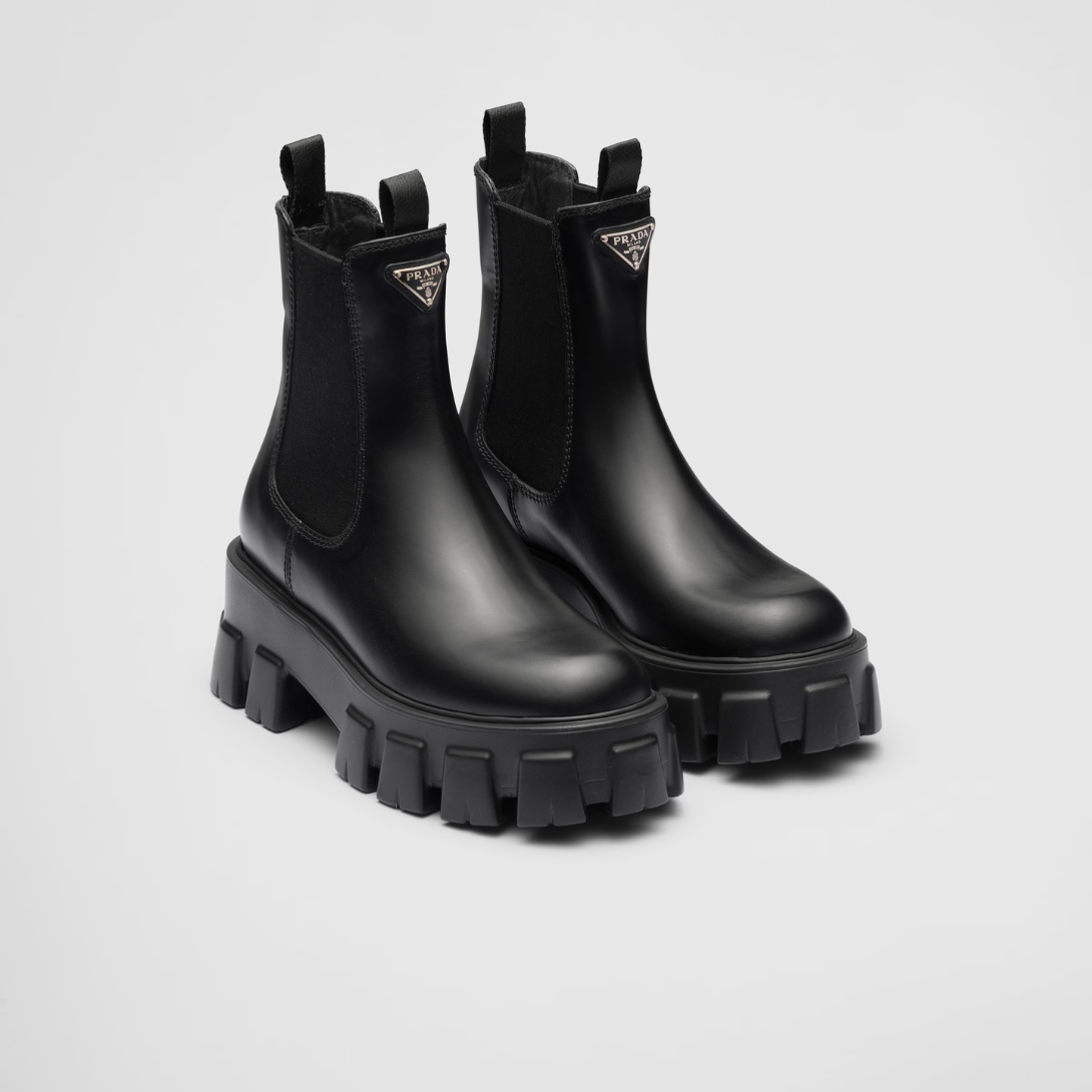 Monolith brushed leather booties – a hybrid yet harmonious soul characterizes the Monolith line that combines – LUX VERSE Luxury Designer Fashion Outlet