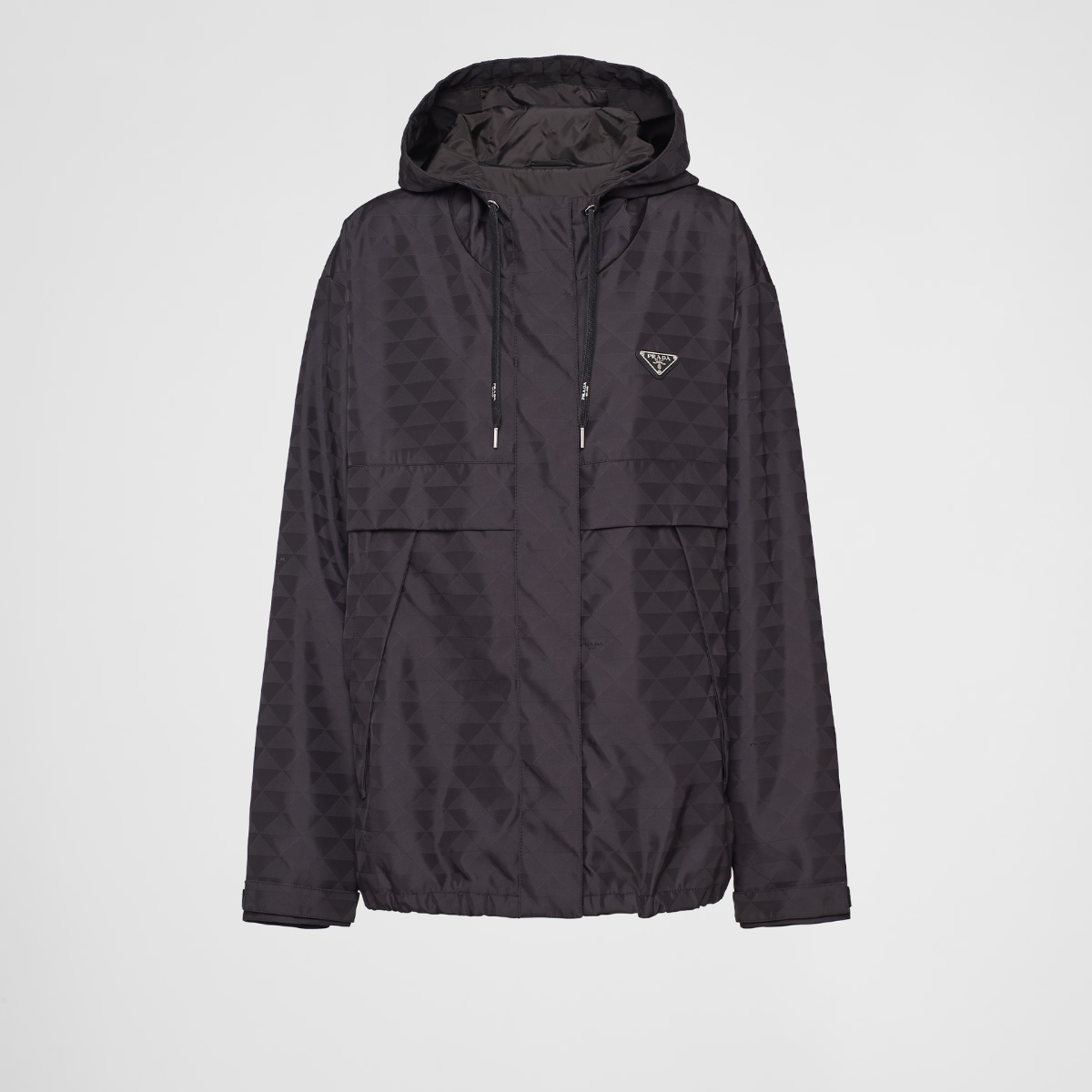 Printed Re-Nylon jacket – first introduced on trunks designed by Mario, the triangle expresses uniqueness – LUX VERSE Luxury Designer Fashion Outlet