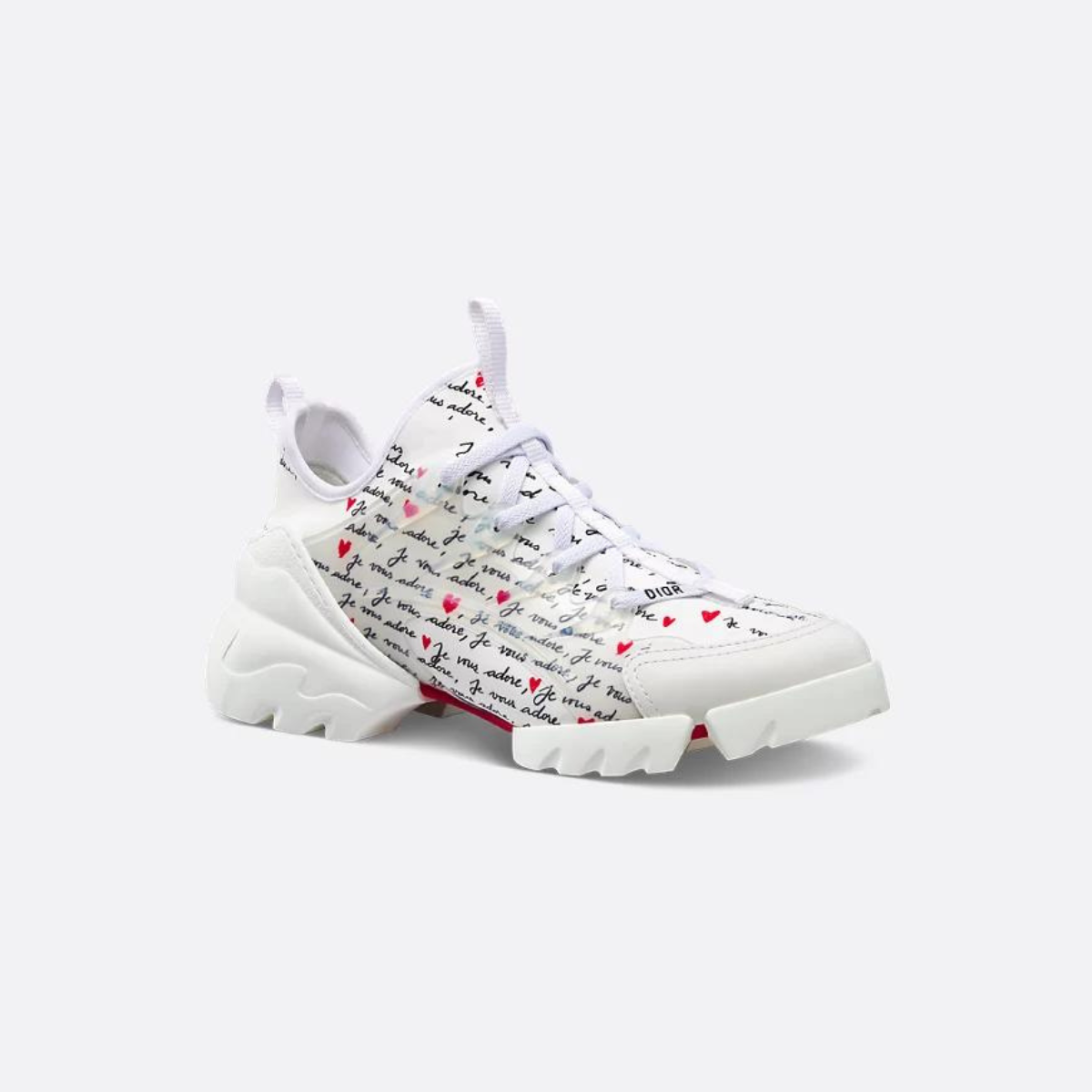 D-Connect Sneaker – part of capsule, the D-Connect sneaker showcases the black and red Je Vous Adore (I – LUX VERSE Luxury Designer Fashion Outlet