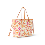 Neverfull MM Coral – the Neverfull MM tote is made from Monogram Tiles canvas with leather trim along – LUX VERSE Luxury Designer Fashion Outlet