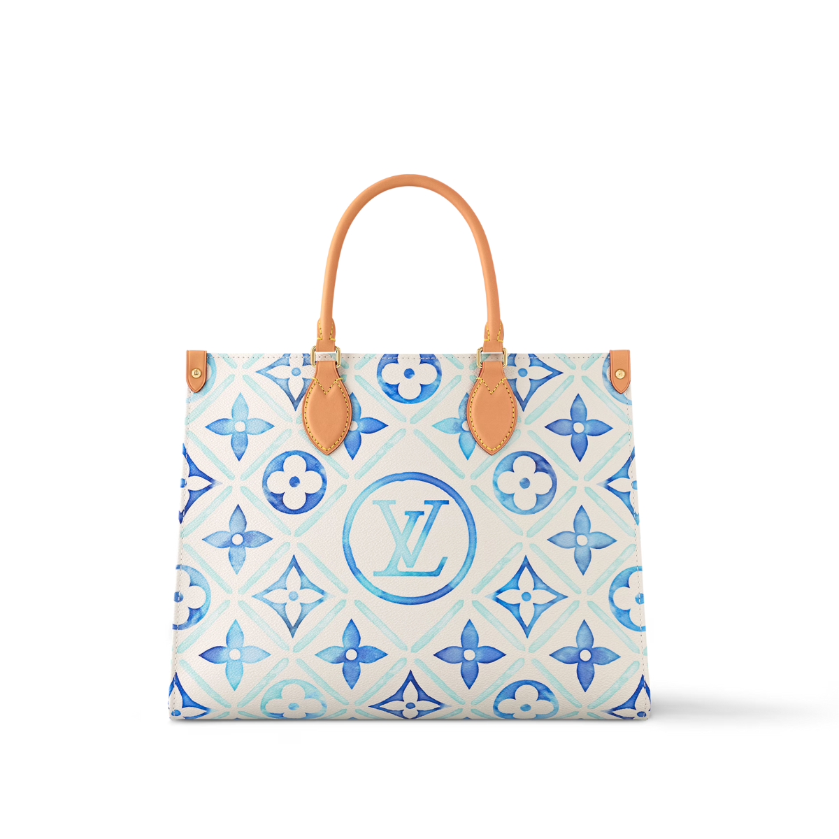 OnTheGo MM Blue – this OnTheGo MM tote is made from Monogram Tiles canvas, with its watercolor-style – LUX VERSE Luxury Designer Fashion Outlet