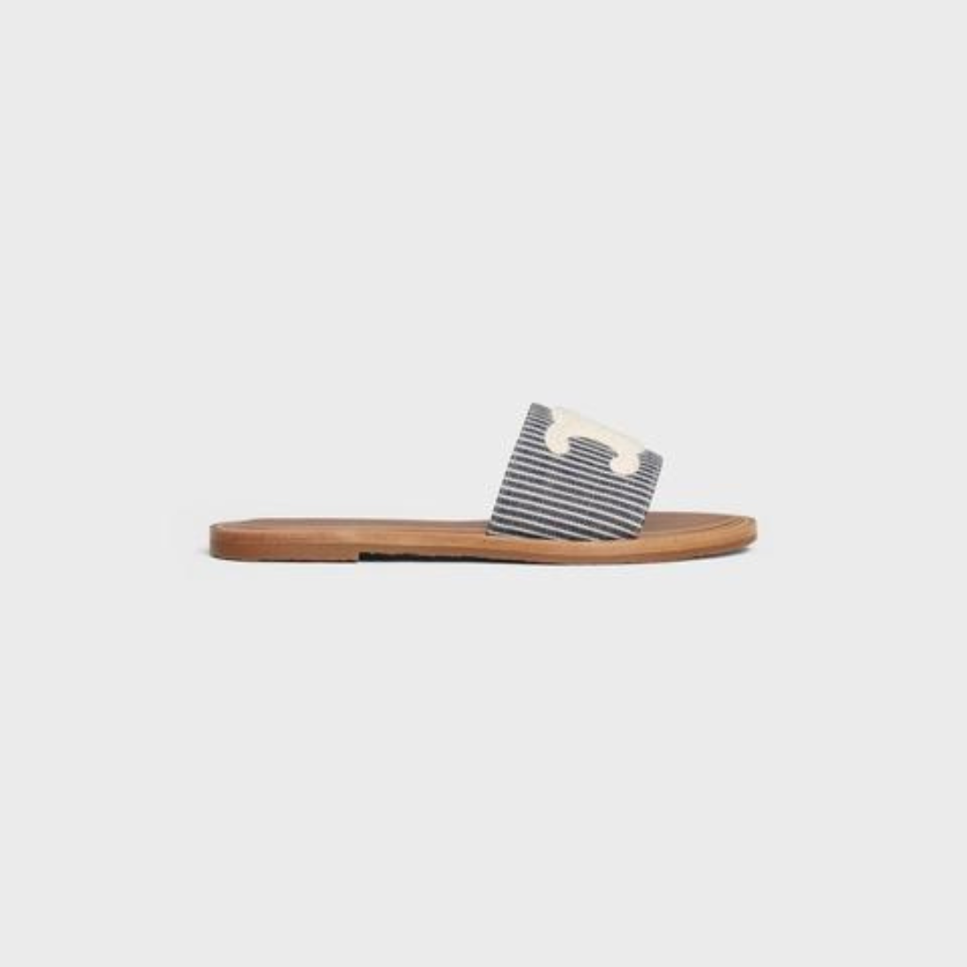 LYMPIA MULE in OSHKOSH CANVAS – 50% COTTON & 50% POLYESTER100% Lambskin LiningROUND TOE SHAPETRIOMPHE – LUX VERSE Luxury Designer Fashion Outlet