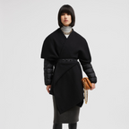 Wool Felt Cape – crafted from wool felt, the belted design is enhanced with down-filled longue saison – LUX VERSE Luxury Designer Fashion Outlet