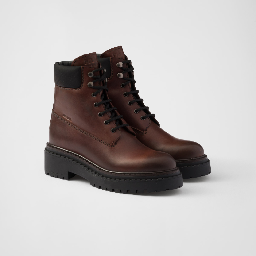 Leather and Re-Nylon booties – these booties made of leather with Re-Nylon details have a versatile design – LUX VERSE Luxury Designer Fashion Outlet