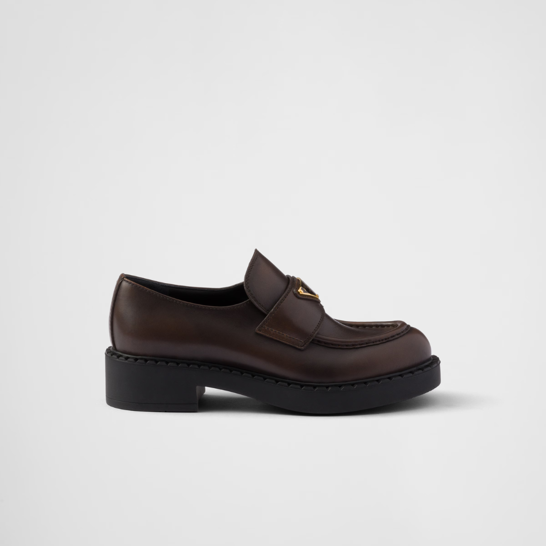 Chocolate leather loafers – a reinterpretation of a classic style, these leather loafers have a chunky design – LUX VERSE Luxury Designer Fashion Outlet