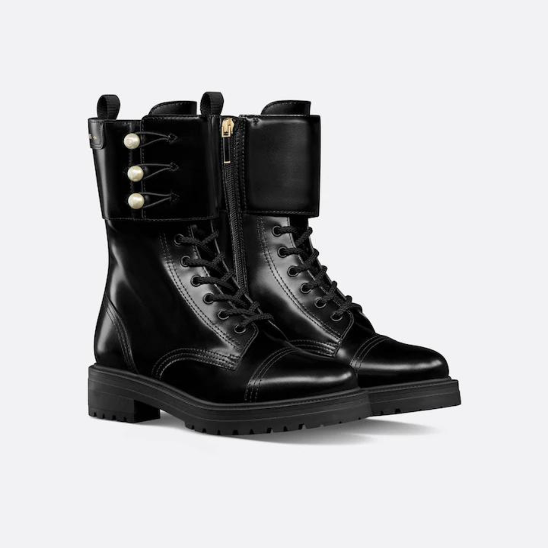 D-Strike Ankle Boot – a gold-tone CD signature on the top resin pearl and rear Christian Paris signature – LUX VERSE Luxury Designer Fashion Outlet