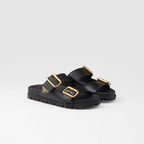 Leather strap slides – this versatile footwear characterized by straps with metal buckles are completed – LUX VERSE Luxury Designer Fashion Outlet