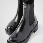 Brushed leather booties – these brushed leather booties are defined by the elasticized side gusset – LUX VERSE Luxury Designer Fashion Outlet