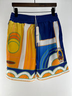 Geometric Print Silk Shorts - Men's