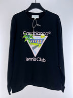 Marineblaues Baumwoll-Sweatshirt mit Palmen-Grafik – Herren