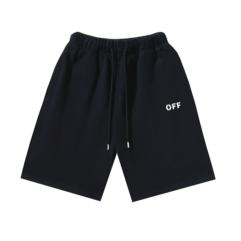 Black Cotton Text Logo Drawstring - Men's