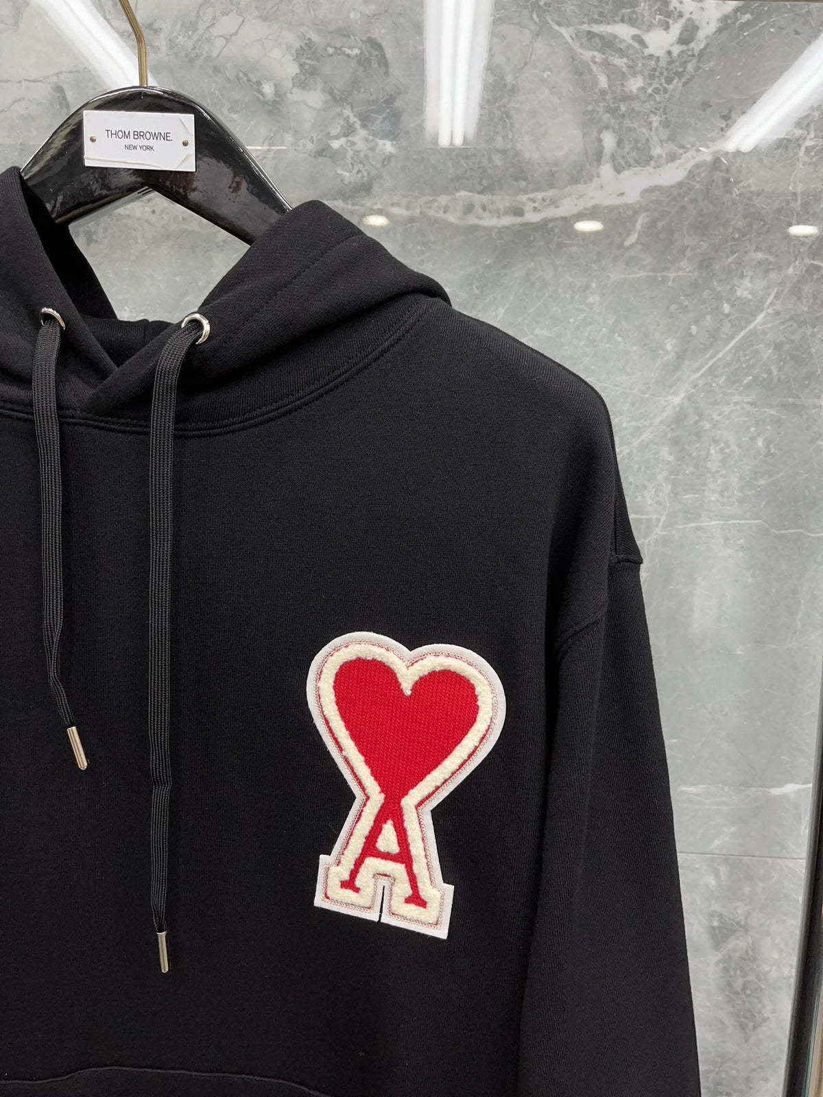 Black Cotton Heart Logo Pullover - Men's