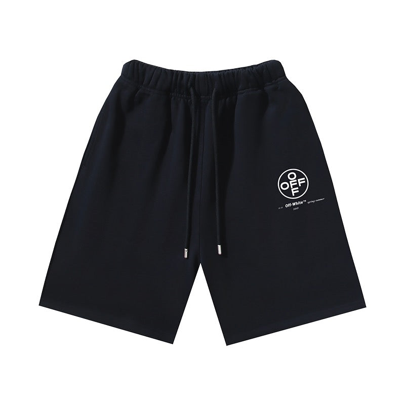 Black Cotton Circle Logo Drawstring - Men's