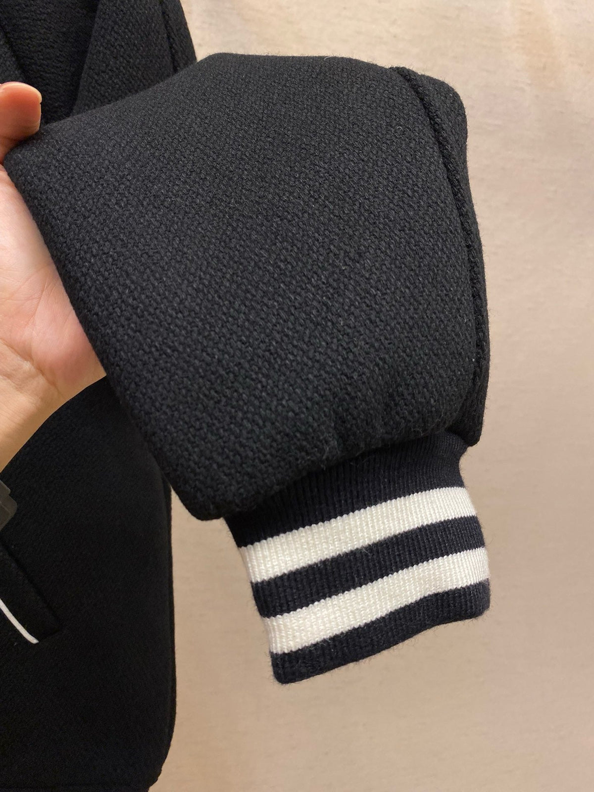 Varsity-Jacke aus schwarzer Wolle – Herren