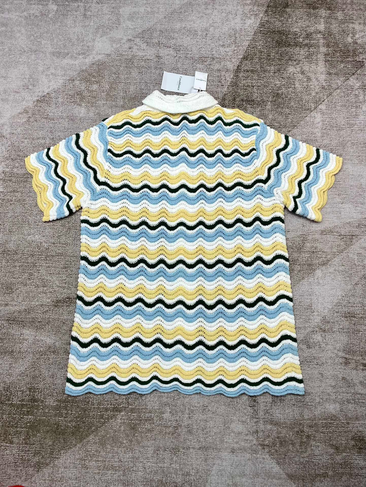 Blaues Chevron Strickhemd – Herren