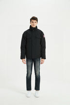 Schwarzer Nylon-Daunenparka – Herren
