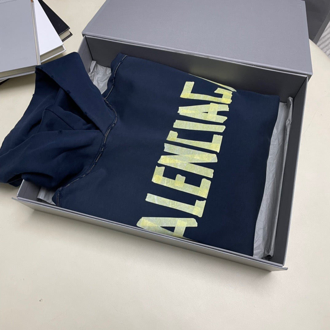 Marineblauer Baumwoll-Pullover mit Text-Logo – Herren