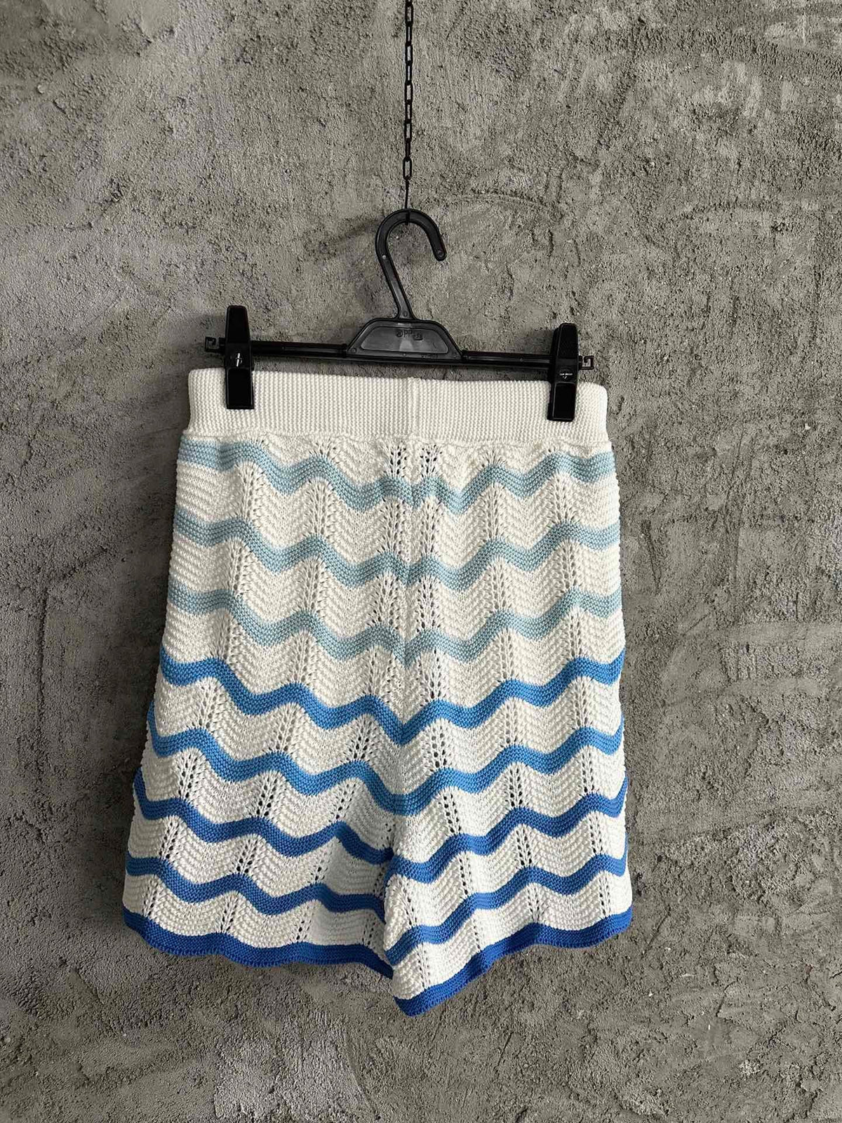 Blue Chevron Knit Shorts - Men's
