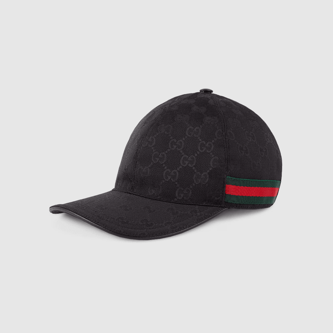 Original Gg Canvas Baseball Hat with Web Black – black Original GG canvas with black leather detail Green and red Web stripe Cotton – LUX VERSE Luxury Designer Fashion Outlet