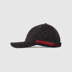Original Gg Canvas Baseball Hat with Web Black – a classic baseball cap shape in Original GG canvas with green and red Web – LUX VERSE Luxury Designer Fashion Outlet