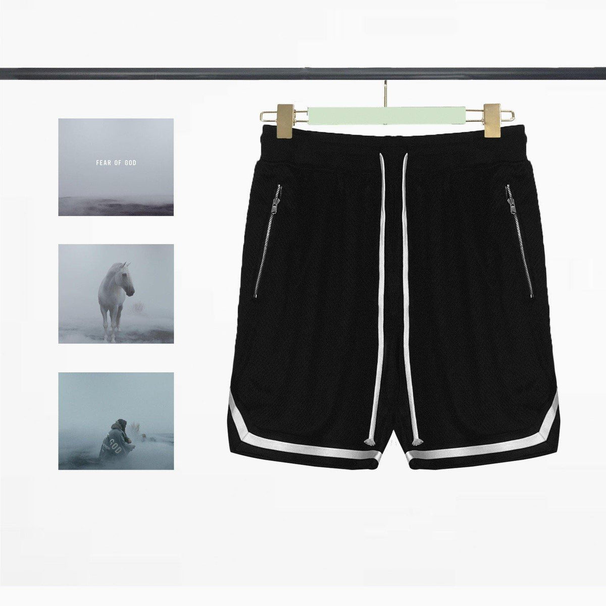 Essentials Black Mesh Shorts - Men's