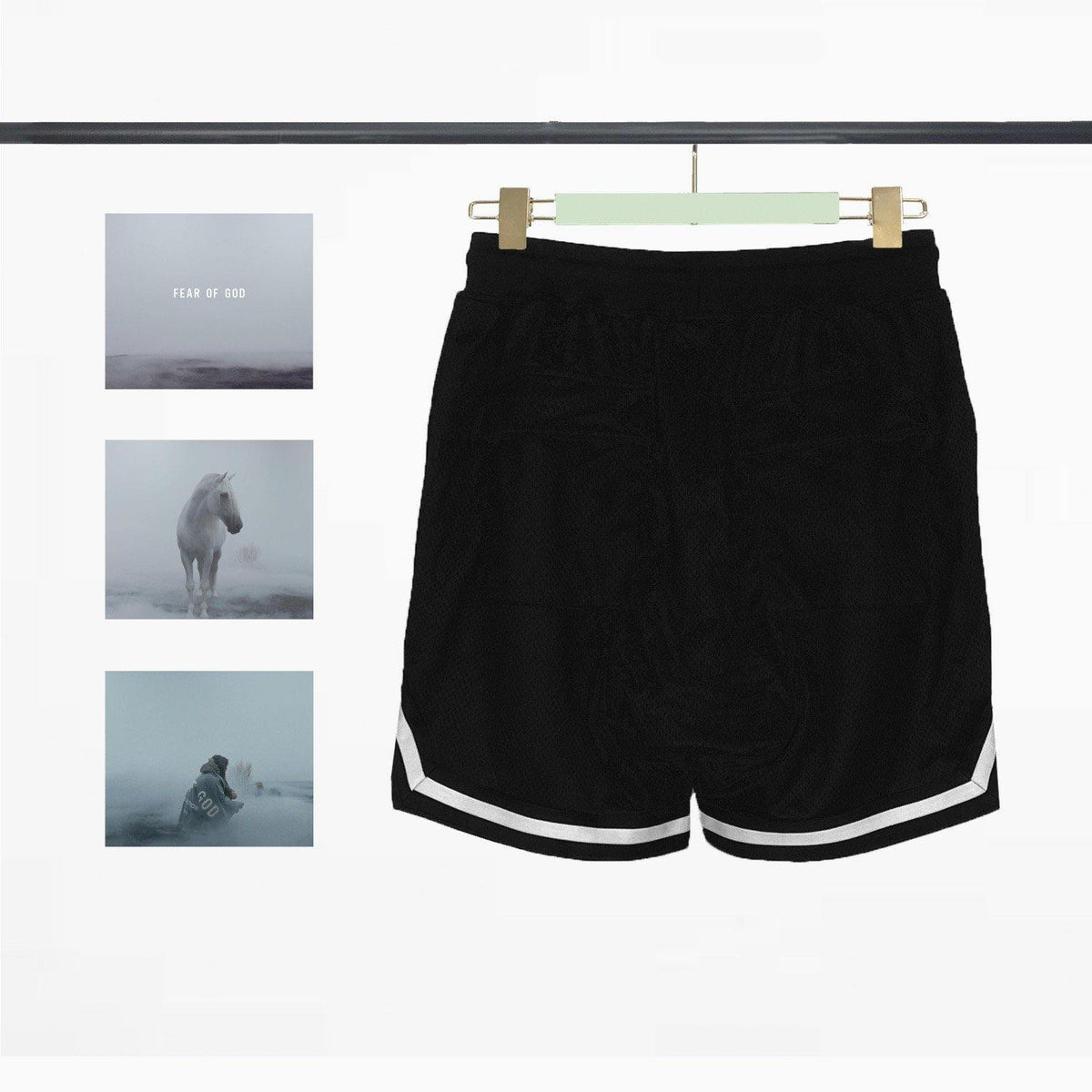 Essentials Black Mesh Shorts - Men's
